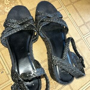 a new day Black Braided Wedge Sandals